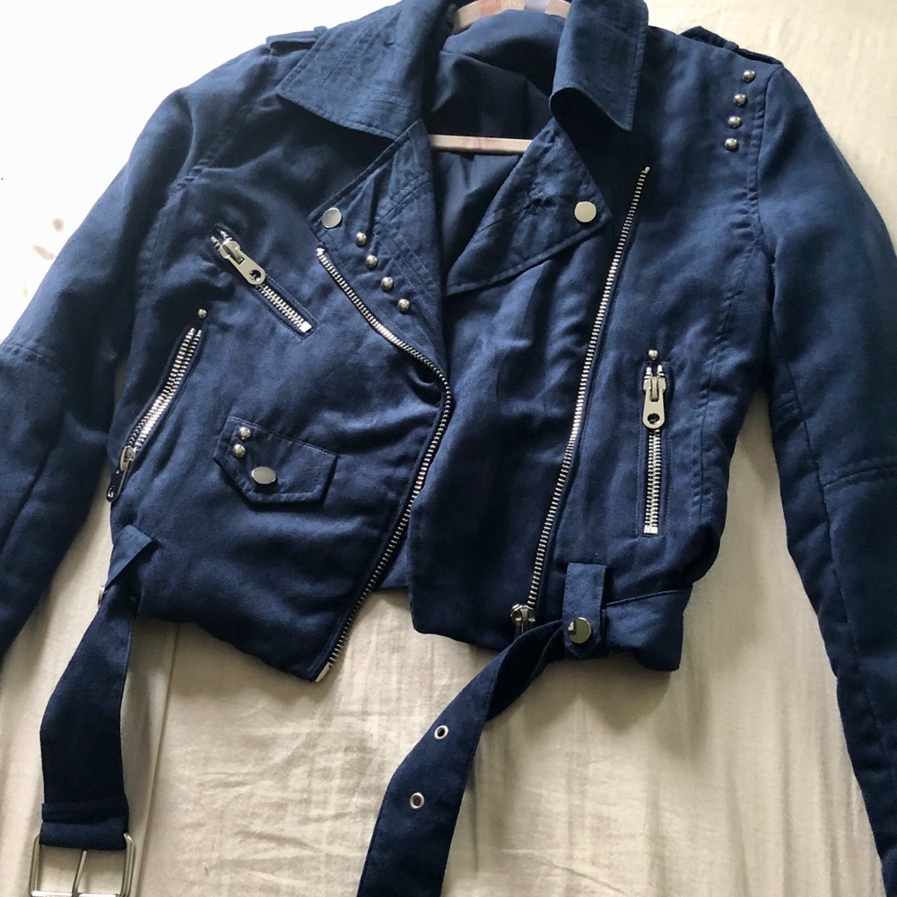 Design Lab Faux Seued Moto Jacket